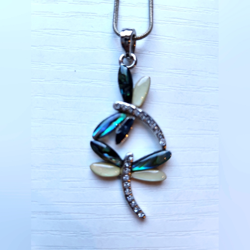 Necklace Butterfly Pendant Necklace made with Glacier Pearle from Abalone Shell
